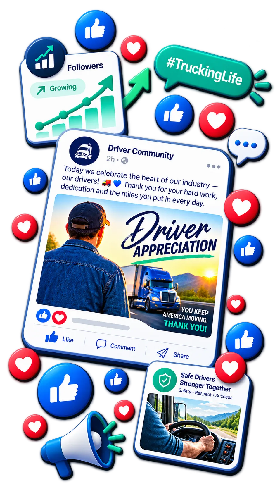 Social media management for trucking companies builds engagement for recruiting